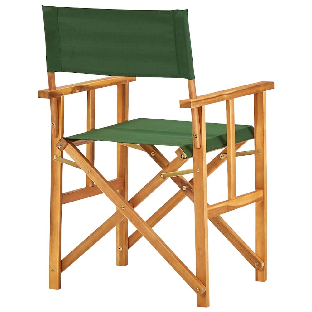 Chair Set of 2 Natural wood color and green. Picture 5