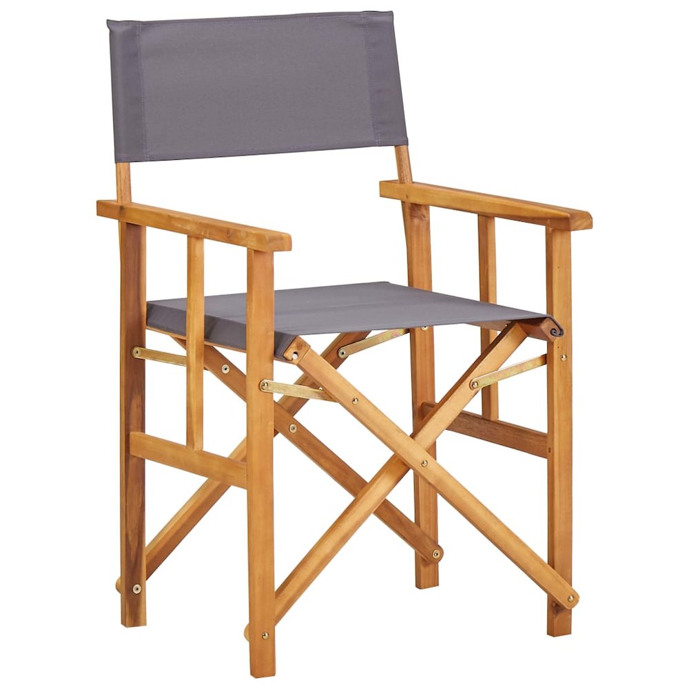 Director Chair Brown frame, dark grey fabric. Picture 1