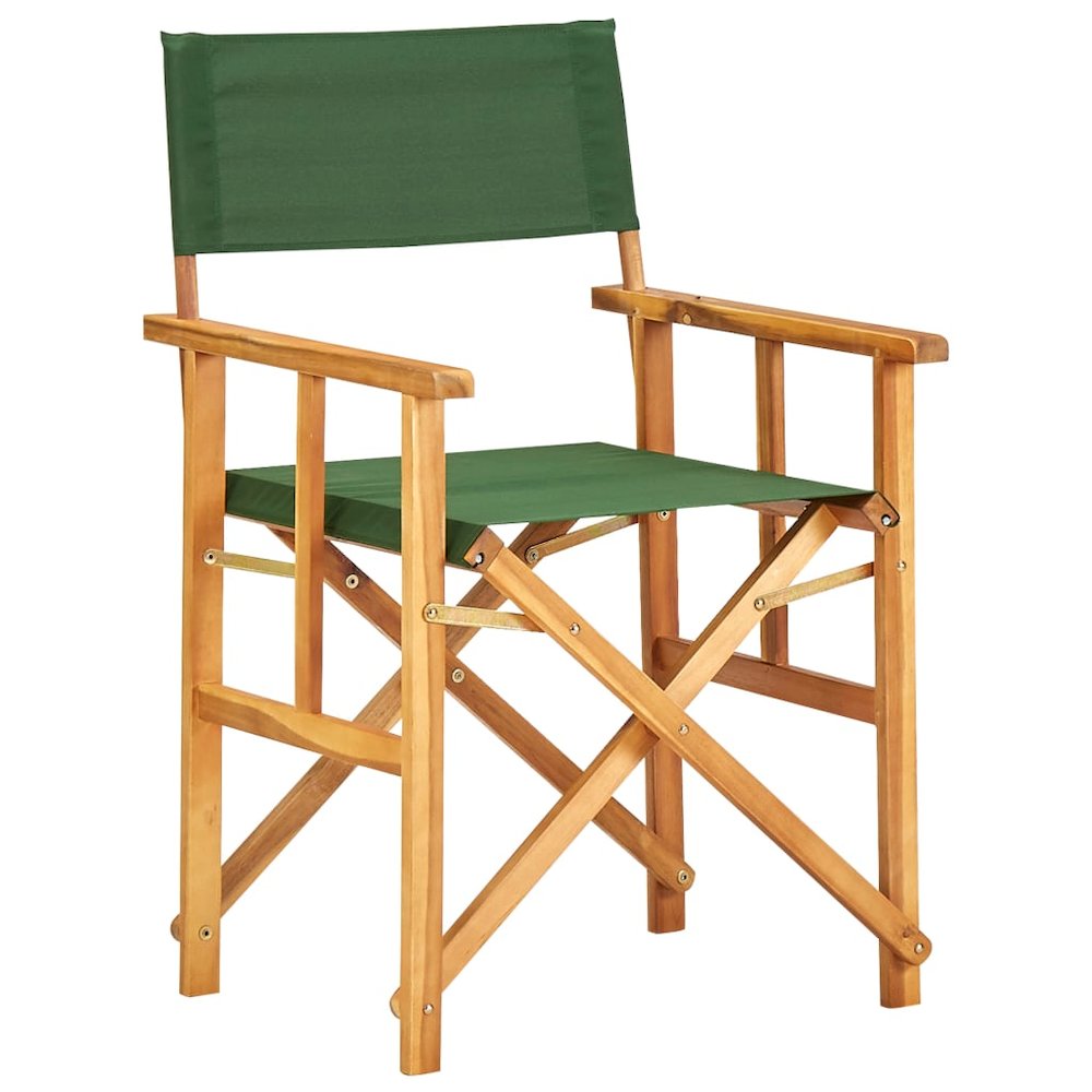 Chair Natural wood and green Solid acacia wood and polyester. Picture 1