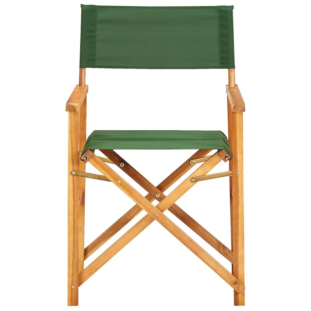 Chair Natural wood and green Solid acacia wood and polyester. Picture 2