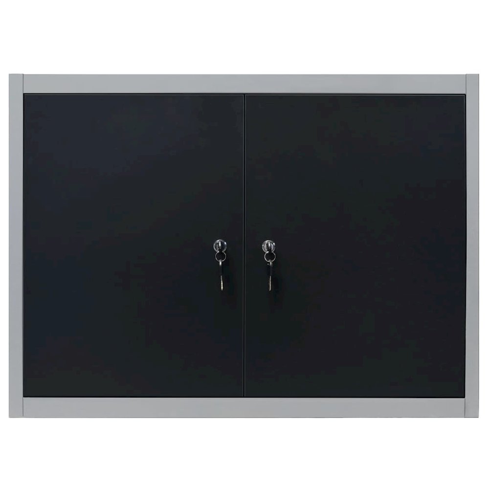 vidaXL Wall Mounted Tool Cabinet Industrial Style Metal Gray and Black, 145365. Picture 3