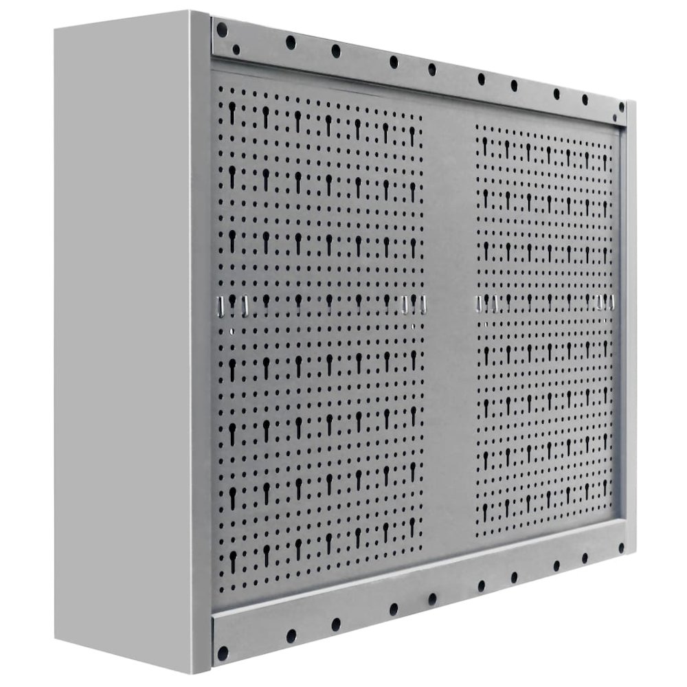 vidaXL Wall Mounted Tool Cabinet Industrial Style Metal Gray and Black, 145365. Picture 6