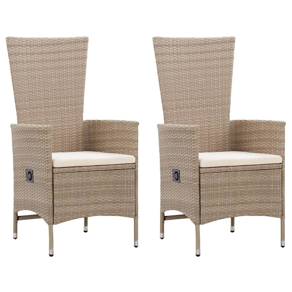 vidaXL Outdoor Chairs 2 pcs with Cushions Poly Rattan Beige, 46063. Picture 1