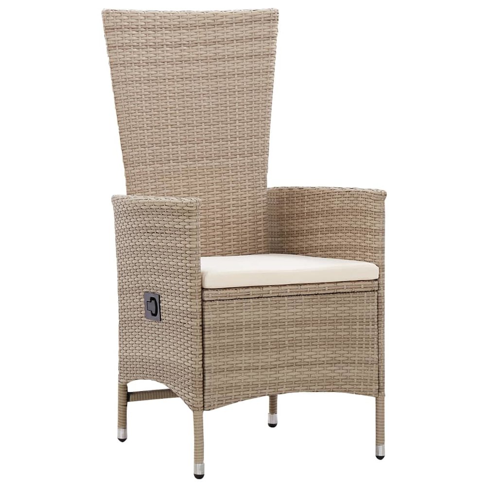 vidaXL Outdoor Chairs 2 pcs with Cushions Poly Rattan Beige, 46063. Picture 2