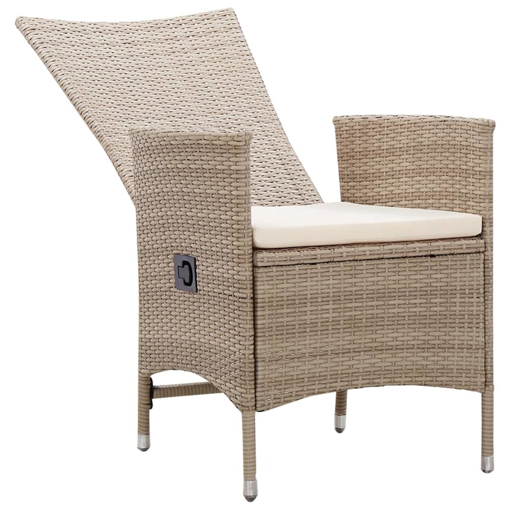 vidaXL Outdoor Chairs 2 pcs with Cushions Poly Rattan Beige, 46063. Picture 4