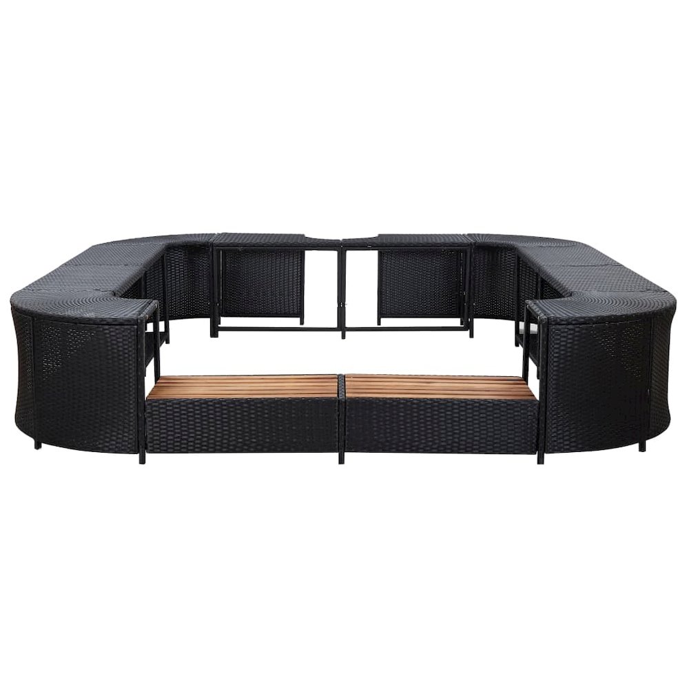 Spa Surround Black PE rattan, powder-coated steel, solid acacia wood. Picture 2