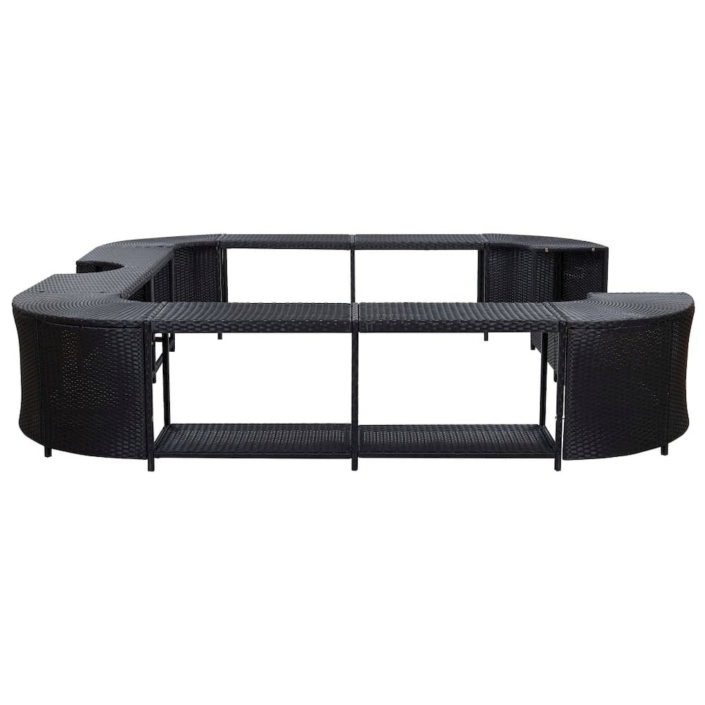 Spa Surround Black PE rattan, powder-coated steel, solid acacia wood. Picture 4