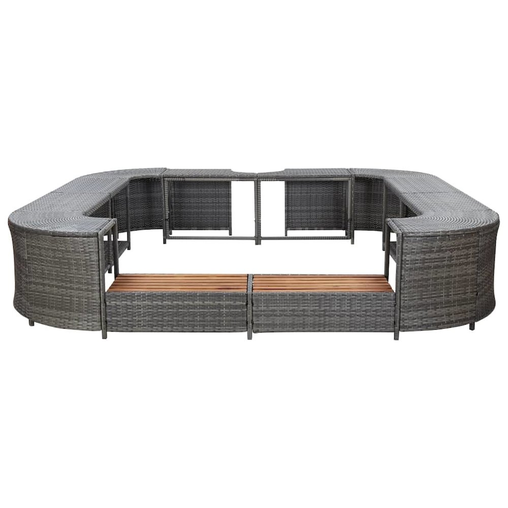 Spa Surround Grey PE rattan, powder-coated steel, solid acacia wood. Picture 2