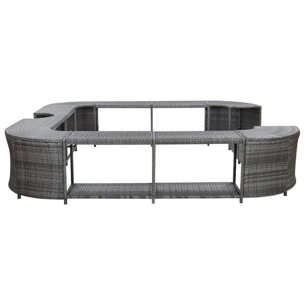 Spa Surround Grey PE rattan, powder-coated steel, solid acacia wood. Picture 4