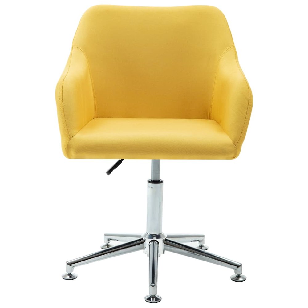 Swivel Office Chair Yellow Fabric. Picture 2