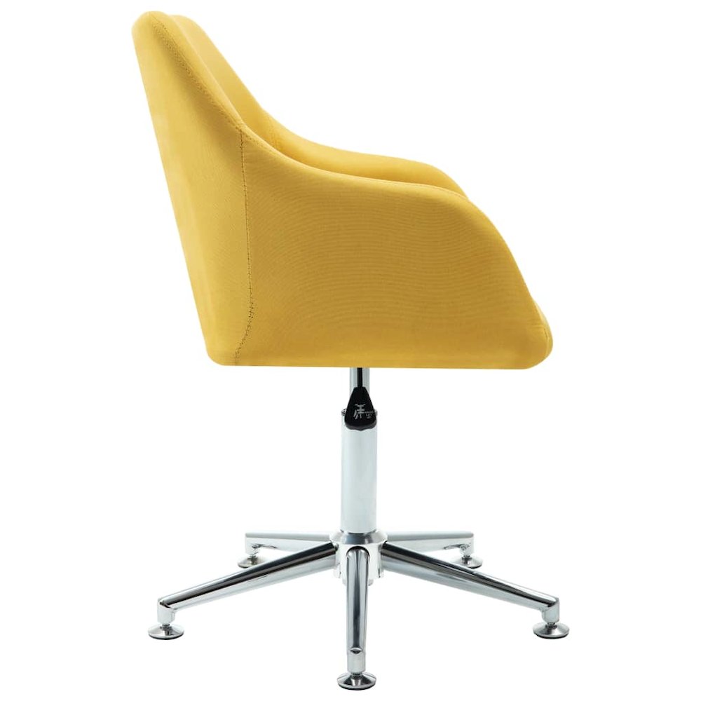 Swivel Office Chair Yellow Fabric. Picture 3