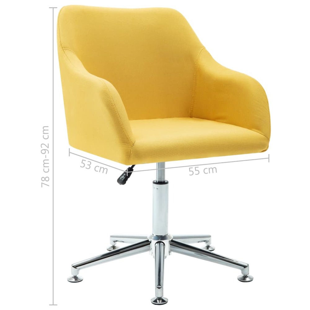 Swivel Office Chair Yellow Fabric. Picture 8