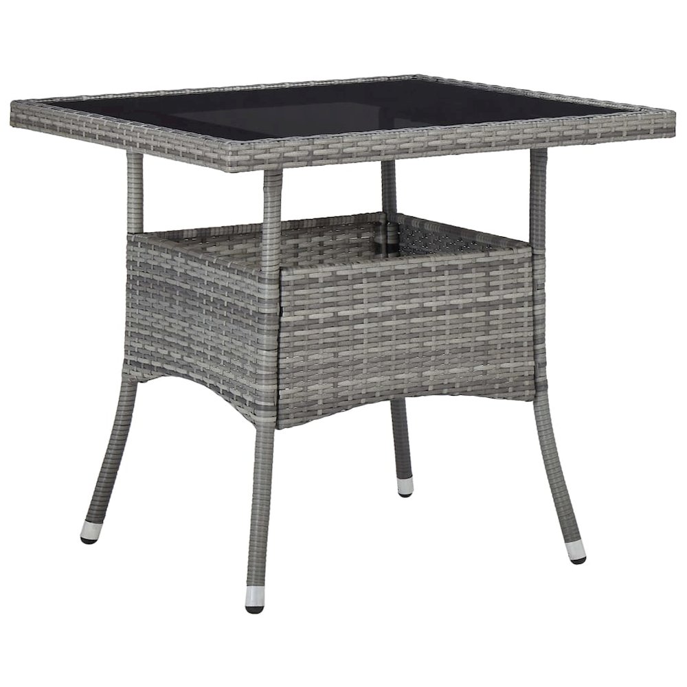 Dining Table Grey PE rattan and steel frame, tempered glass 31.5 in. Picture 1