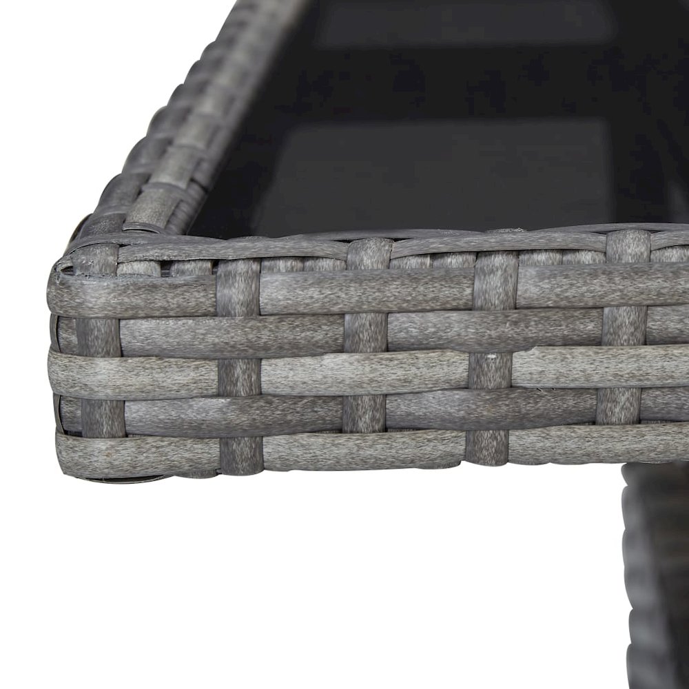 Dining Table Grey PE rattan and steel frame, tempered glass 31.5 in. Picture 4