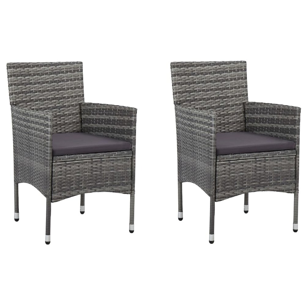 Rattan Chair Set of 2 Grey Poly Rattan, Steel Frame Medium. Picture 1