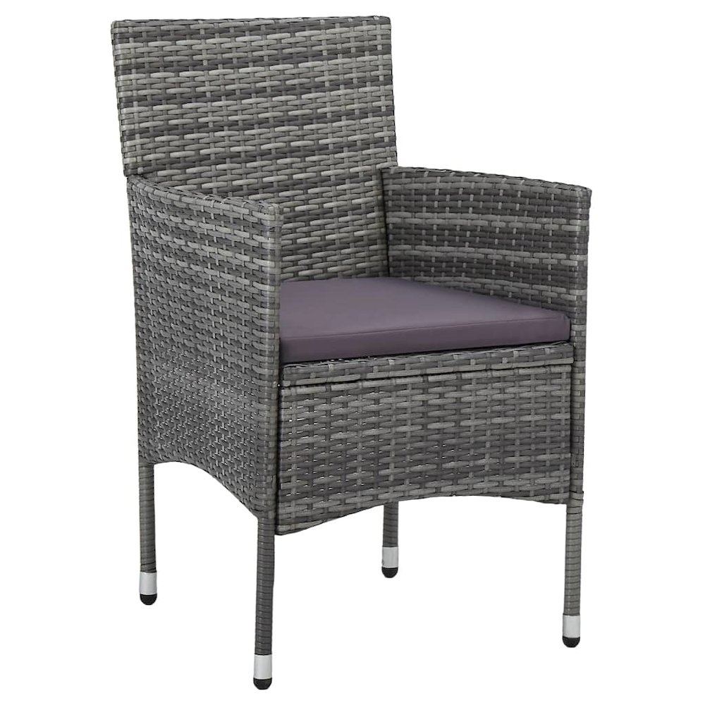 Rattan Chair Set of 2 Grey Poly Rattan, Steel Frame Medium. Picture 2