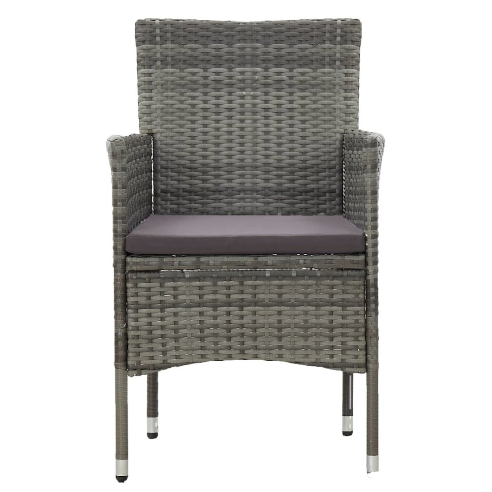 Rattan Chair Set of 2 Grey Poly Rattan, Steel Frame Medium. Picture 3