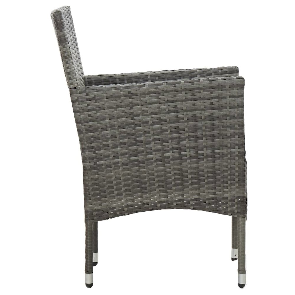Rattan Chair Set of 2 Grey Poly Rattan, Steel Frame Medium. Picture 4