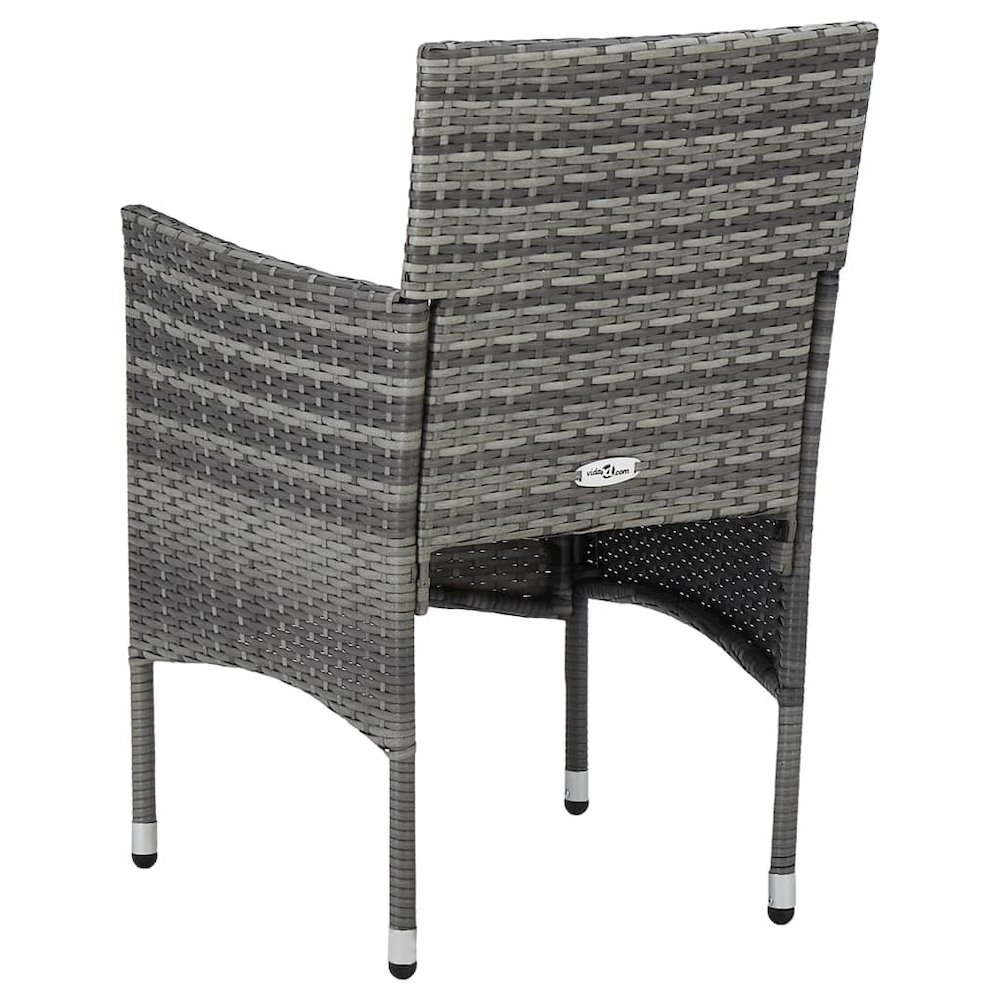 Rattan Chair Set of 2 Grey Poly Rattan, Steel Frame Medium. Picture 5