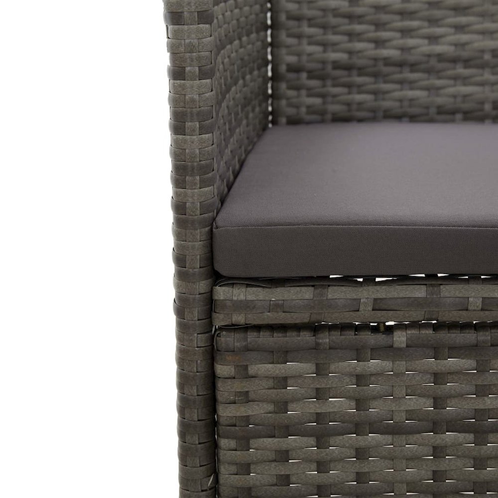 Rattan Chair Set of 2 Grey Poly Rattan, Steel Frame Medium. Picture 6