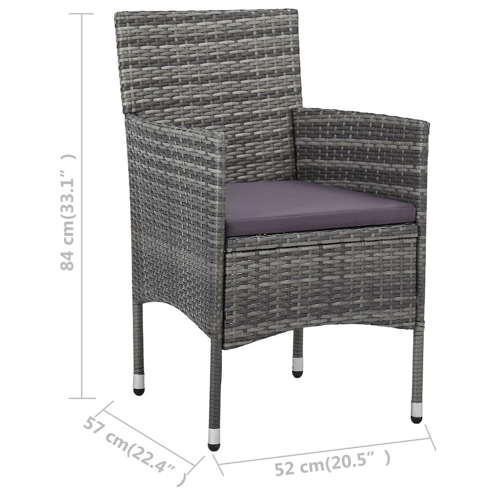 Rattan Chair Set of 2 Grey Poly Rattan, Steel Frame Medium. Picture 7