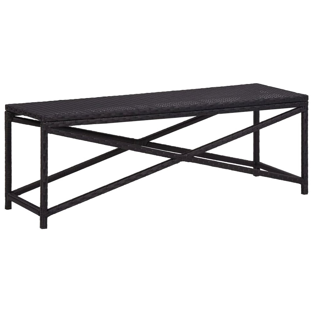 Patio Bench 47.2" Poly Rattan Black. Picture 1