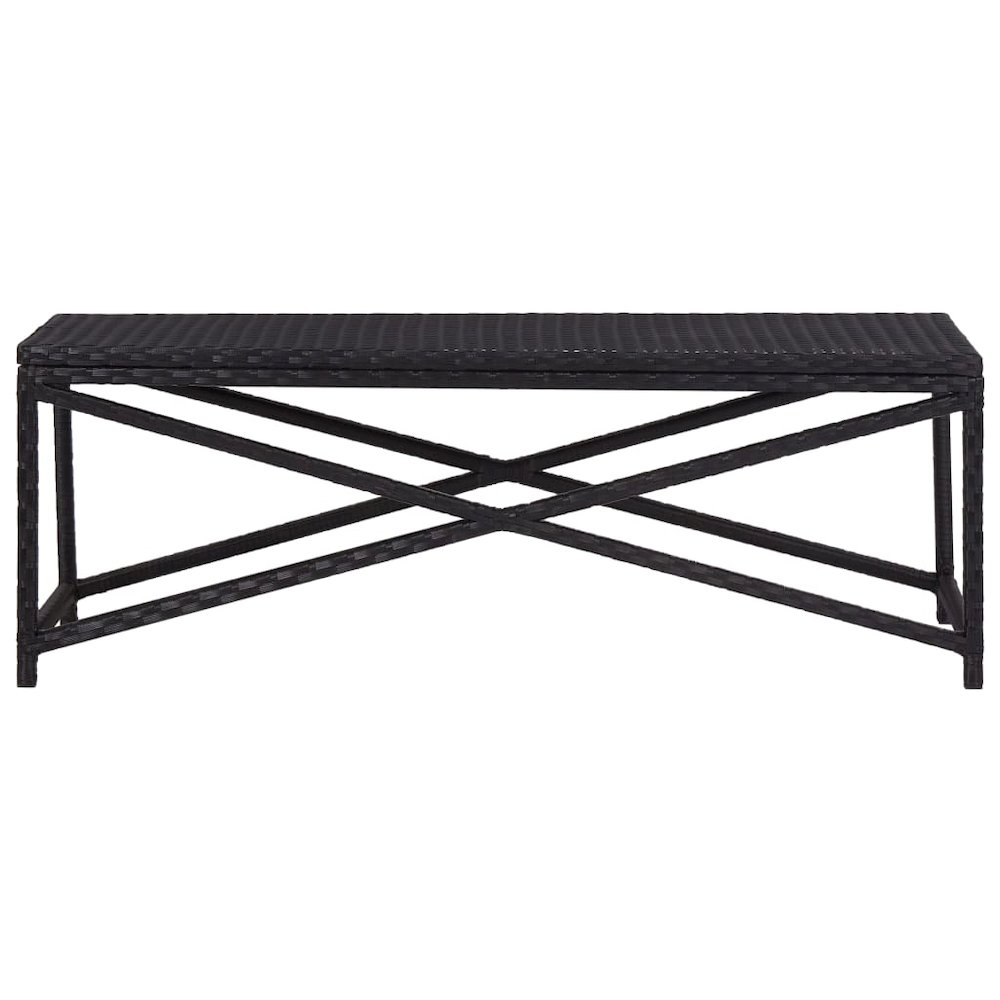 Patio Bench 47.2" Poly Rattan Black. Picture 2