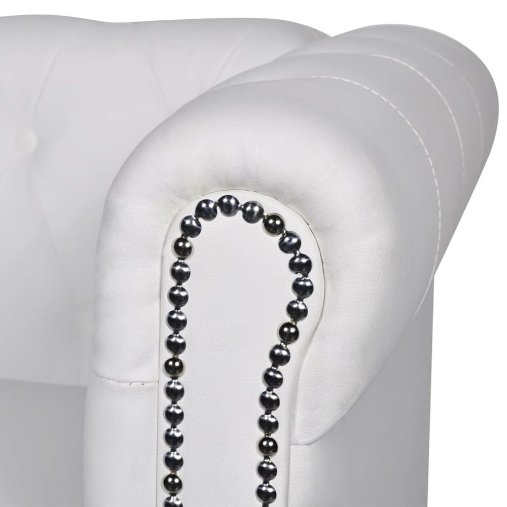 Sofa White Faux leather 2-seater and 3-seater Chesterfield Sofa. Picture 6