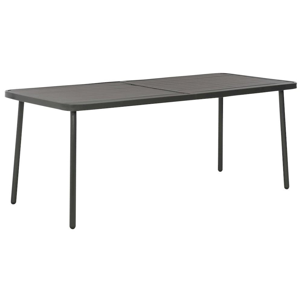 Outdoor Table Dark Grey E-coated Steel Large Tough Dining Table. Picture 1