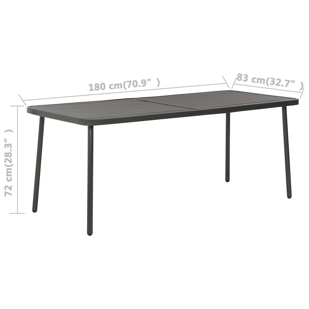 Outdoor Table Dark Grey E-coated Steel Large Tough Dining Table. Picture 6