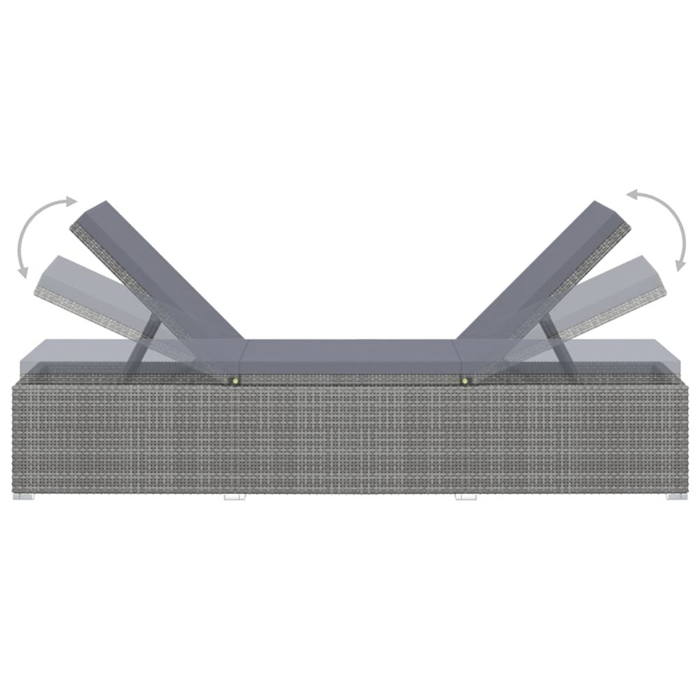 vidaXL Sun Lounger with Cushion Poly Rattan Gray, 46220. Picture 5