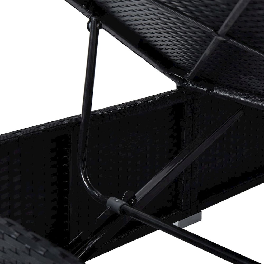 vidaXL Sun Lounger with Cushion Poly Rattan Black, 46221. Picture 8