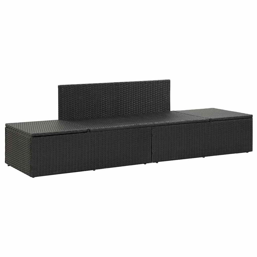 Sun Lounger Black Poly rattan, Powder-coated steel. Picture 8