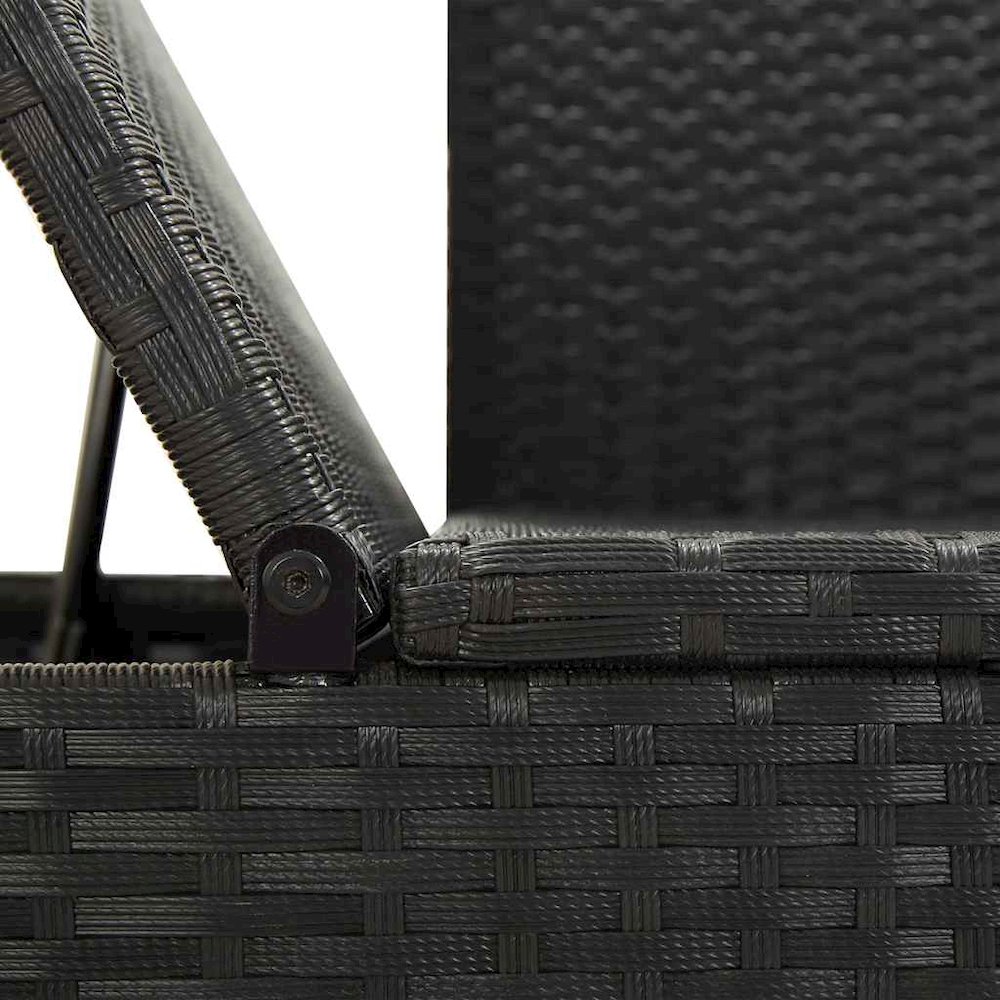 Sun Lounger Black Poly rattan, Powder-coated steel. Picture 9