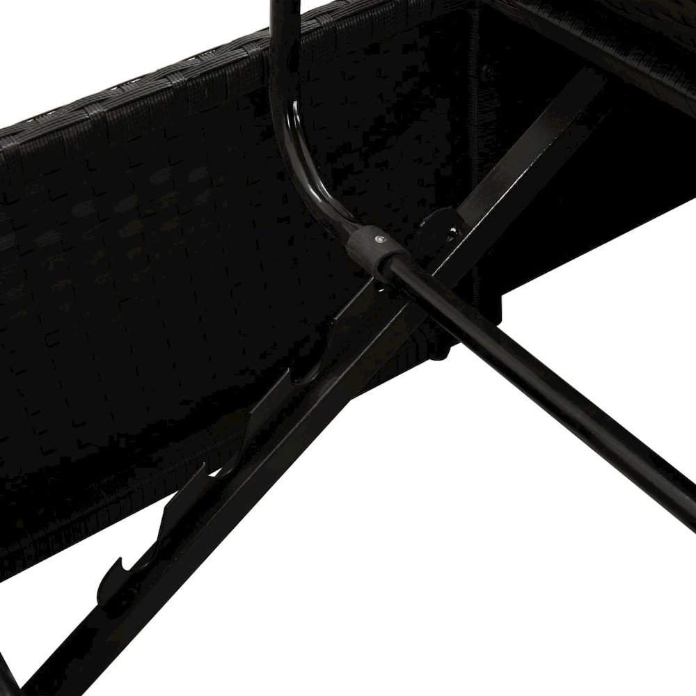 Sun Lounger Black Poly rattan, Powder-coated steel. Picture 10
