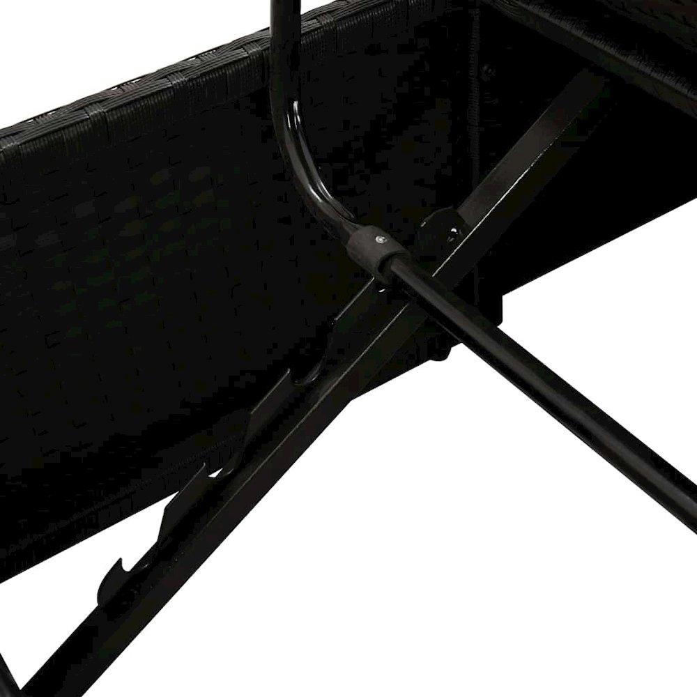 Sun Lounger Black Poly rattan, Powder-coated steel. Picture 11