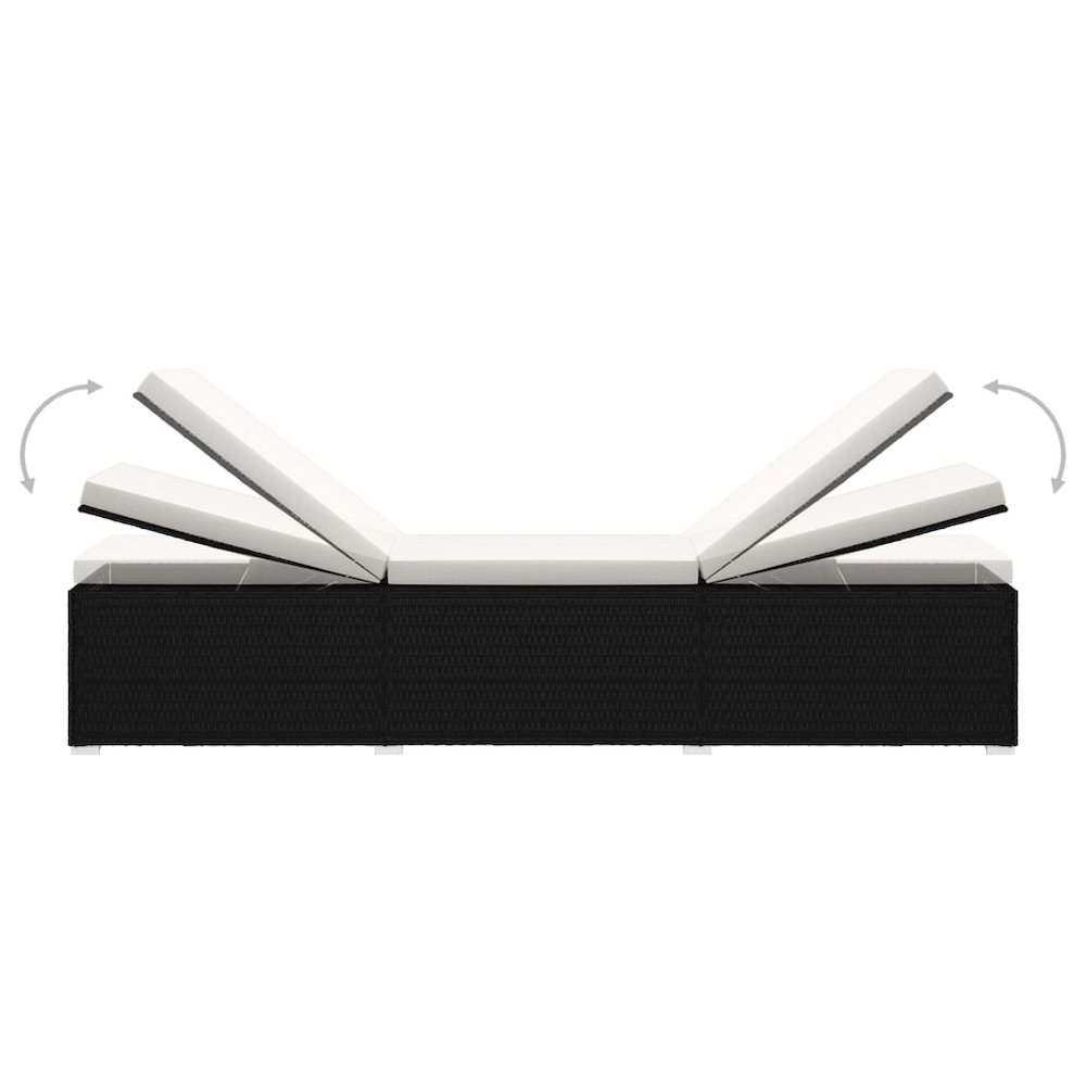 Sun Lounger Black rattan and cream white cushion. Picture 7