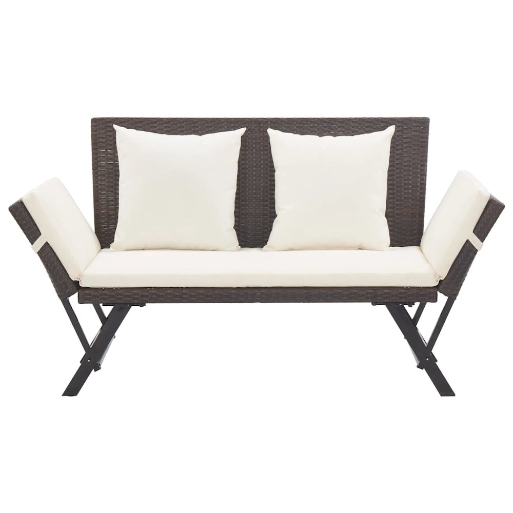 Outdoor Sun Bed Brown rattan, Creamy white cushions. Picture 2
