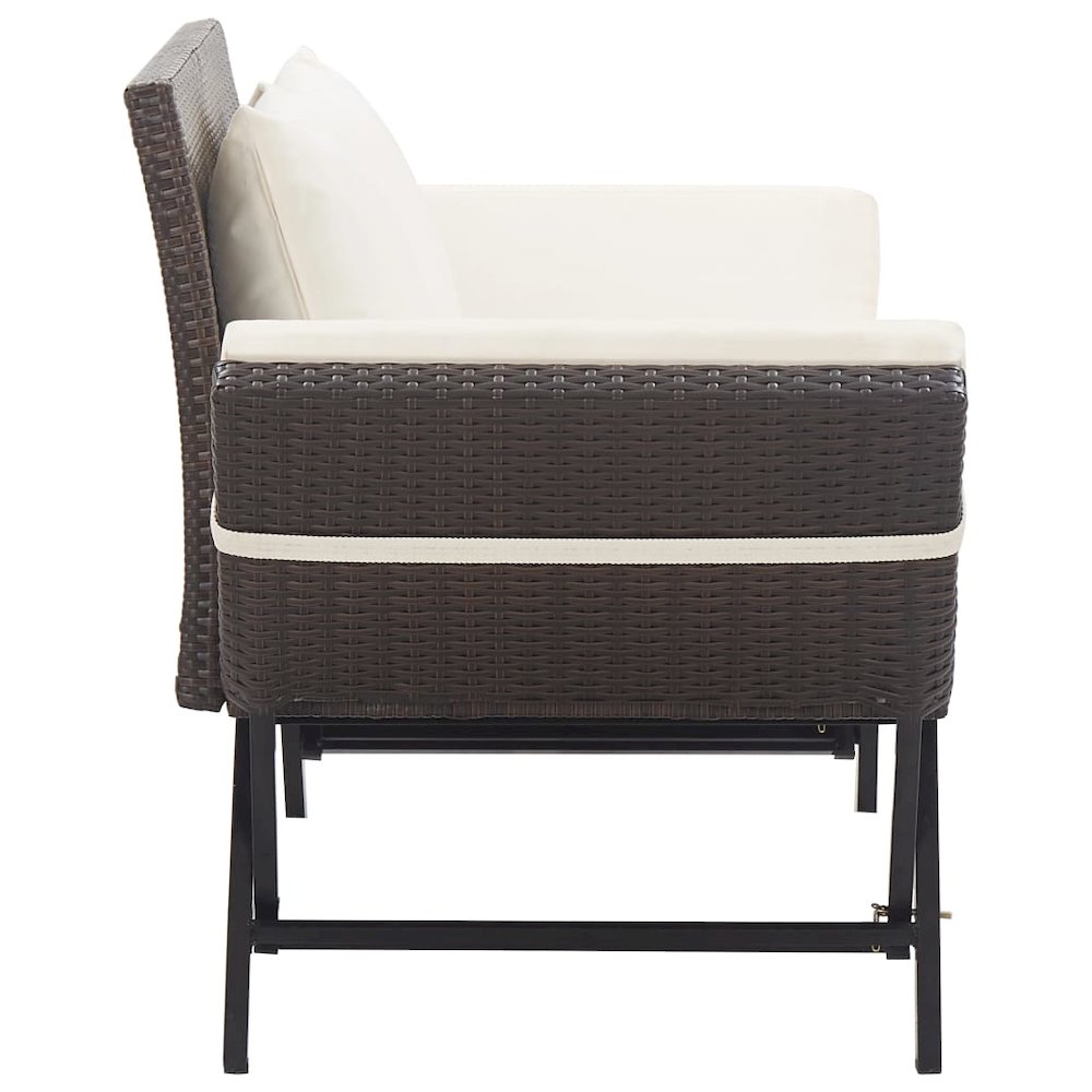 Outdoor Sun Bed Brown rattan, Creamy white cushions. Picture 3