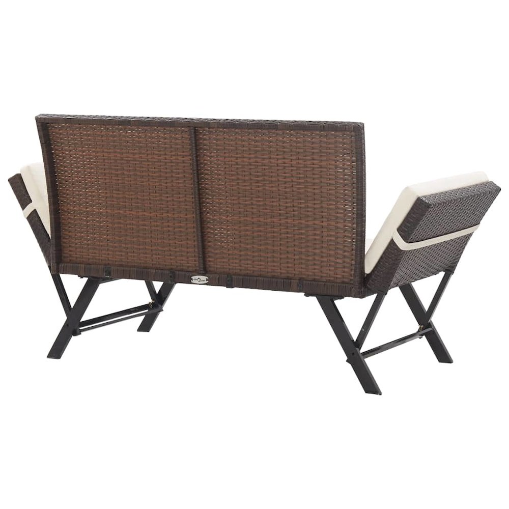 Outdoor Sun Bed Brown rattan, Creamy white cushions. Picture 4