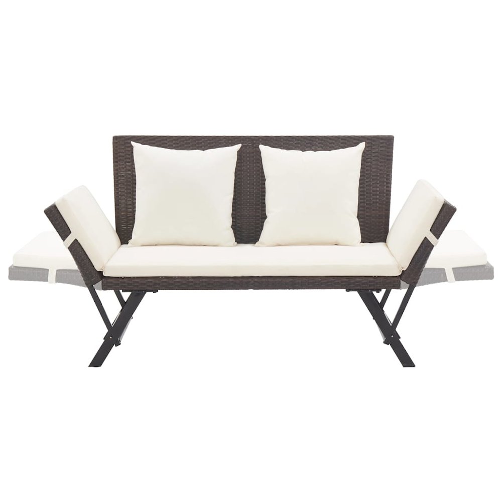Outdoor Sun Bed Brown rattan, Creamy white cushions. Picture 5