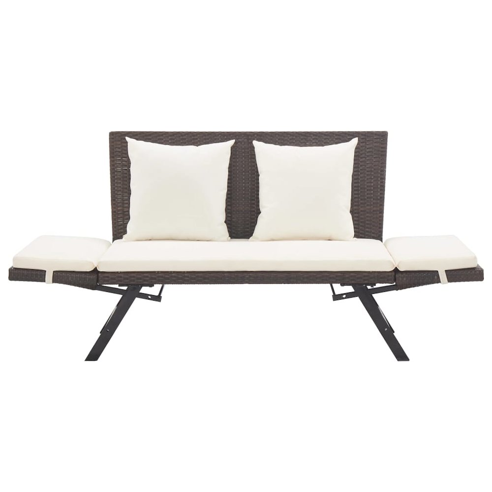 Outdoor Sun Bed Brown rattan, Creamy white cushions. Picture 6