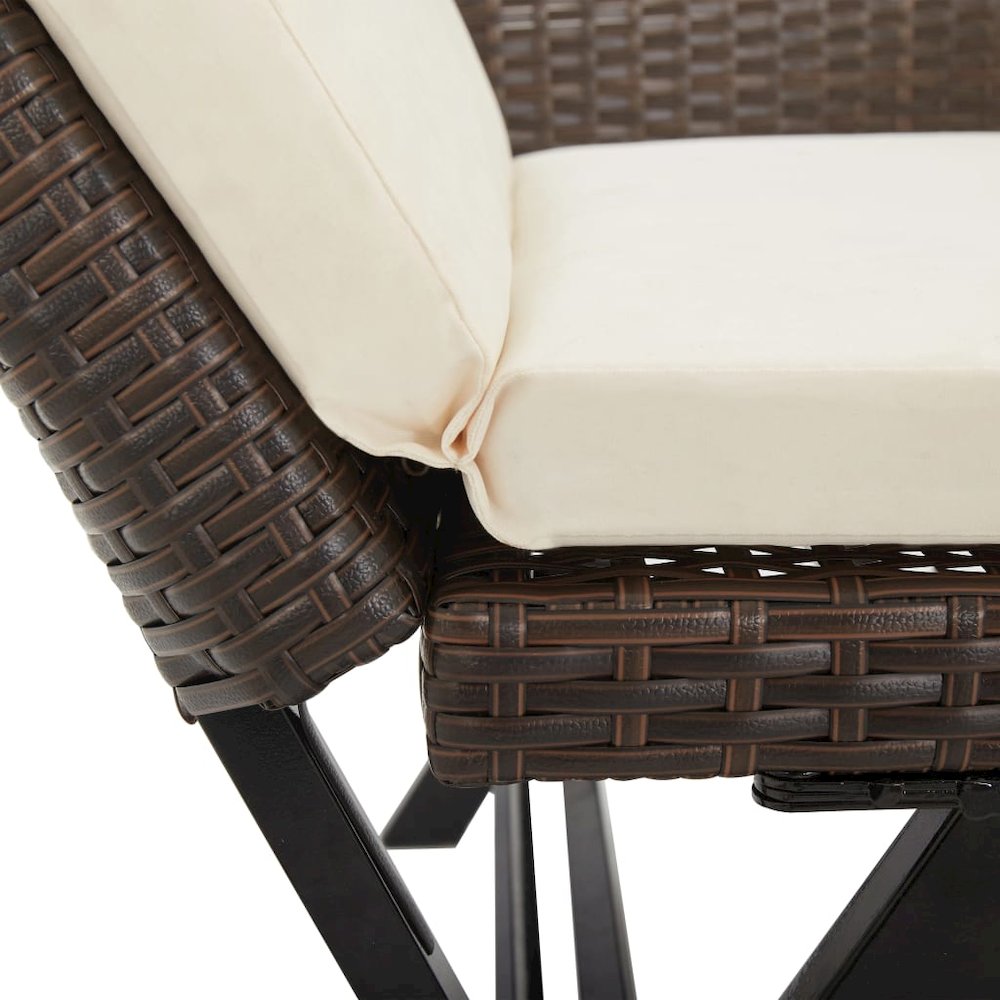 Outdoor Sun Bed Brown rattan, Creamy white cushions. Picture 9