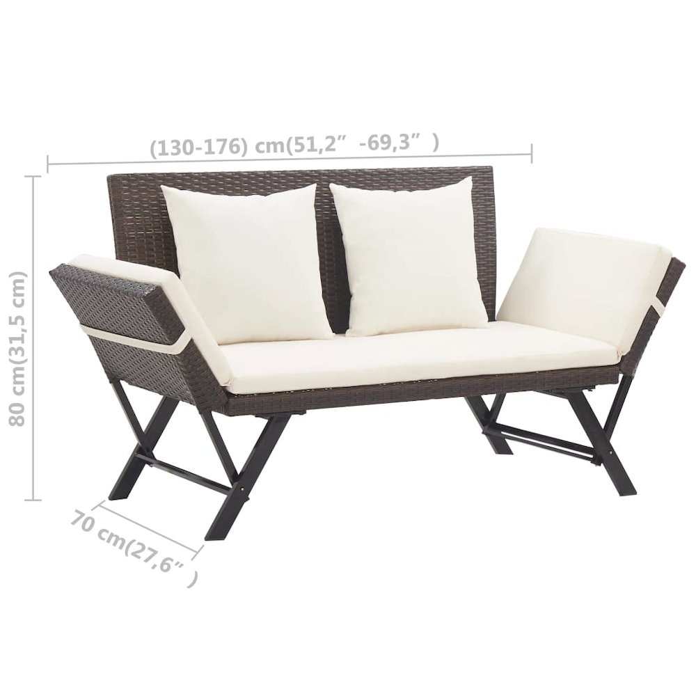 Outdoor Sun Bed Brown rattan, Creamy white cushions. Picture 10