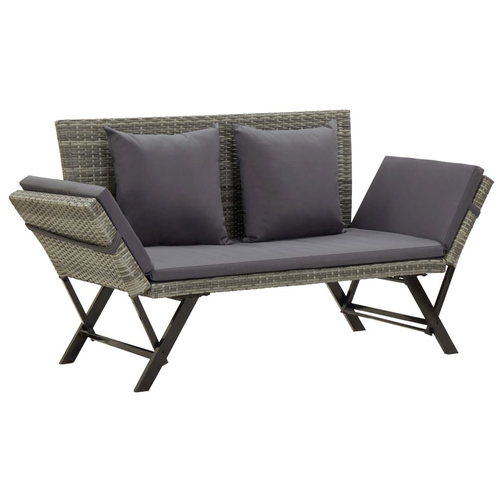 Outdoor Sun Bed Grey rattan Poly Rattan 69.3 in. Picture 1