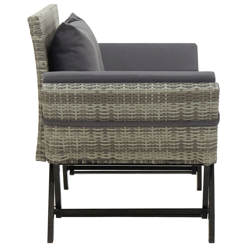 Outdoor Sun Bed Grey rattan Poly Rattan 69.3 in. Picture 3