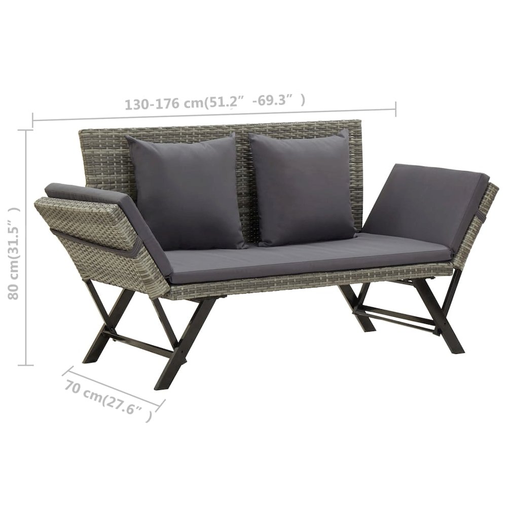 Outdoor Sun Bed Grey rattan Poly Rattan 69.3 in. Picture 9