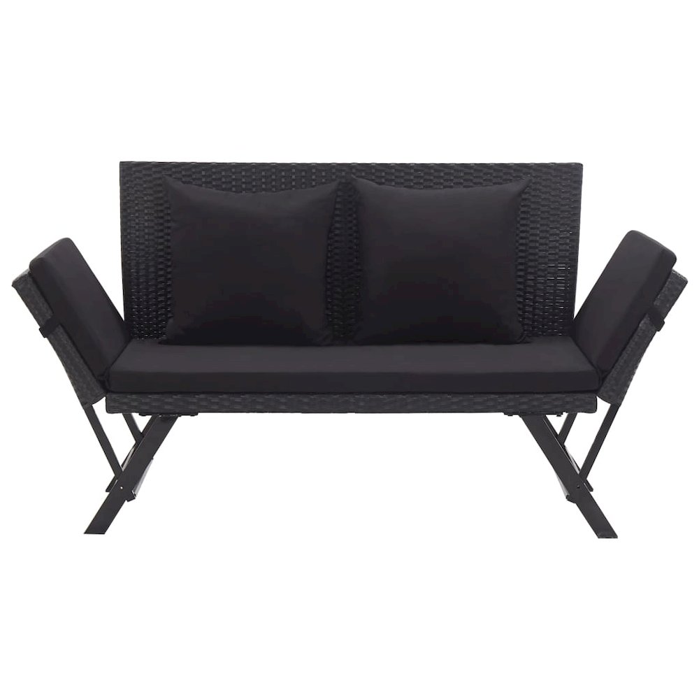 Outdoor Sun Bed Black Poly Rattan Standard Convertible Furniture. Picture 2
