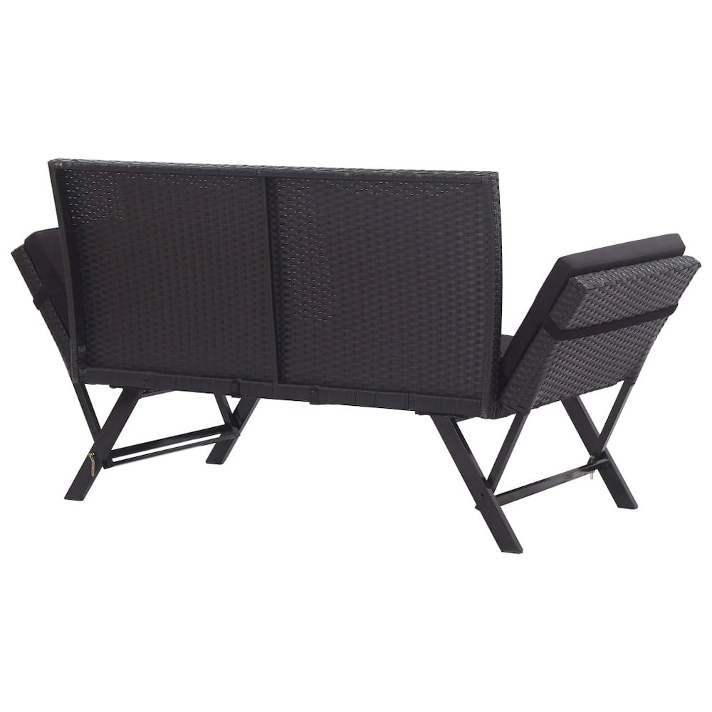 Outdoor Sun Bed Black Poly Rattan Standard Convertible Furniture. Picture 4