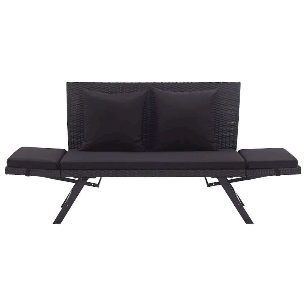 Outdoor Sun Bed Black Poly Rattan Standard Convertible Furniture. Picture 6